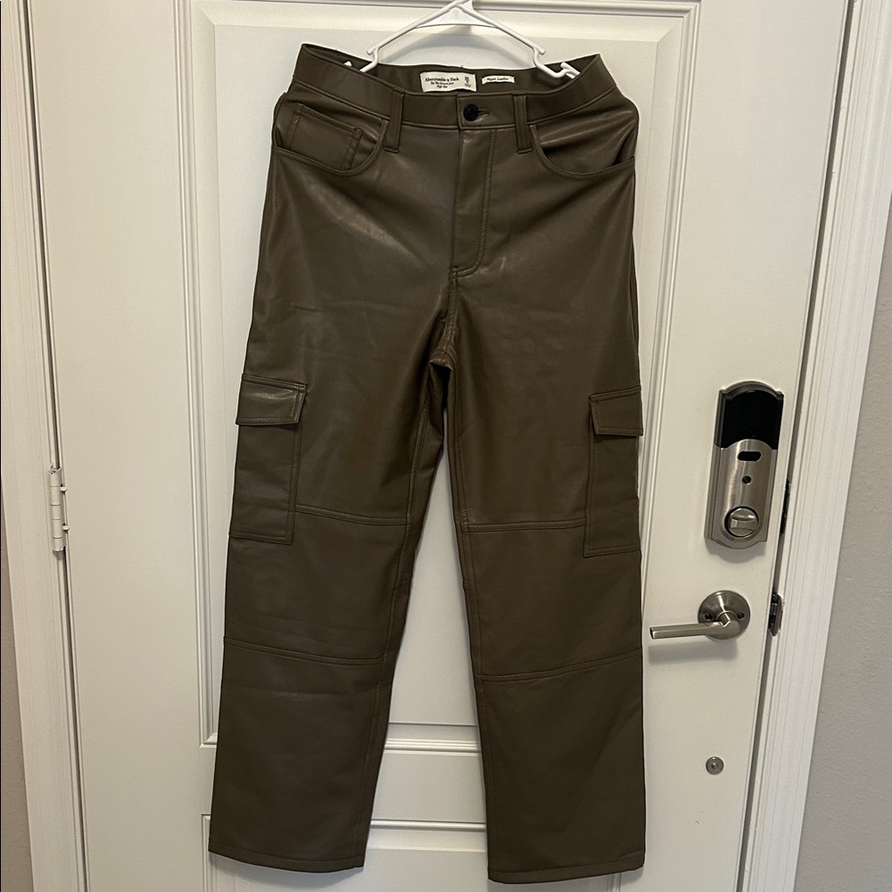 Abercrombie & Fitch Chocolate brown faux leather Cargo Pants